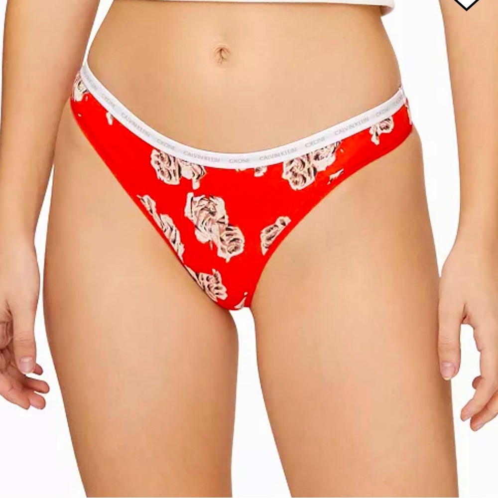 2 Calvin Klein Red Floral and pink thong
